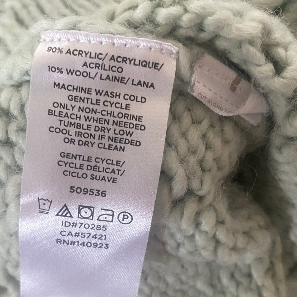 LOFT Mint Green Pointelle Sweater Open Knit Boat Neck Scallop Hem Small - Picture 9 of 11